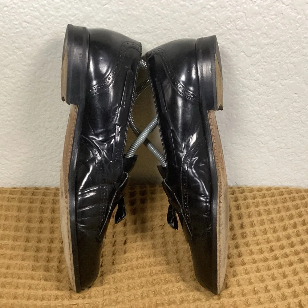 MEZLAN Men's 9M Santander Dress Shoes Black Leather Kiltie Tassel Loafers